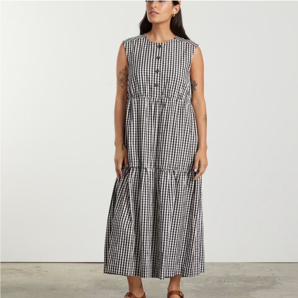 EVERLANE tiered maxi dress gingham